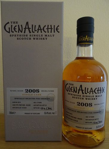GlenAllachie - 12 Years - 2008/2020 - Pinot Noir Beaune - 55,4% (Cask 6078 - limitiert auf 306 Fl.)