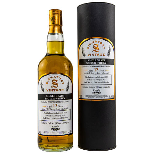 Cameronbridge - 13 Years - 2nd. Fill Sherry Butt Matured - Single Grain Whisky - Signatory - 63,0%